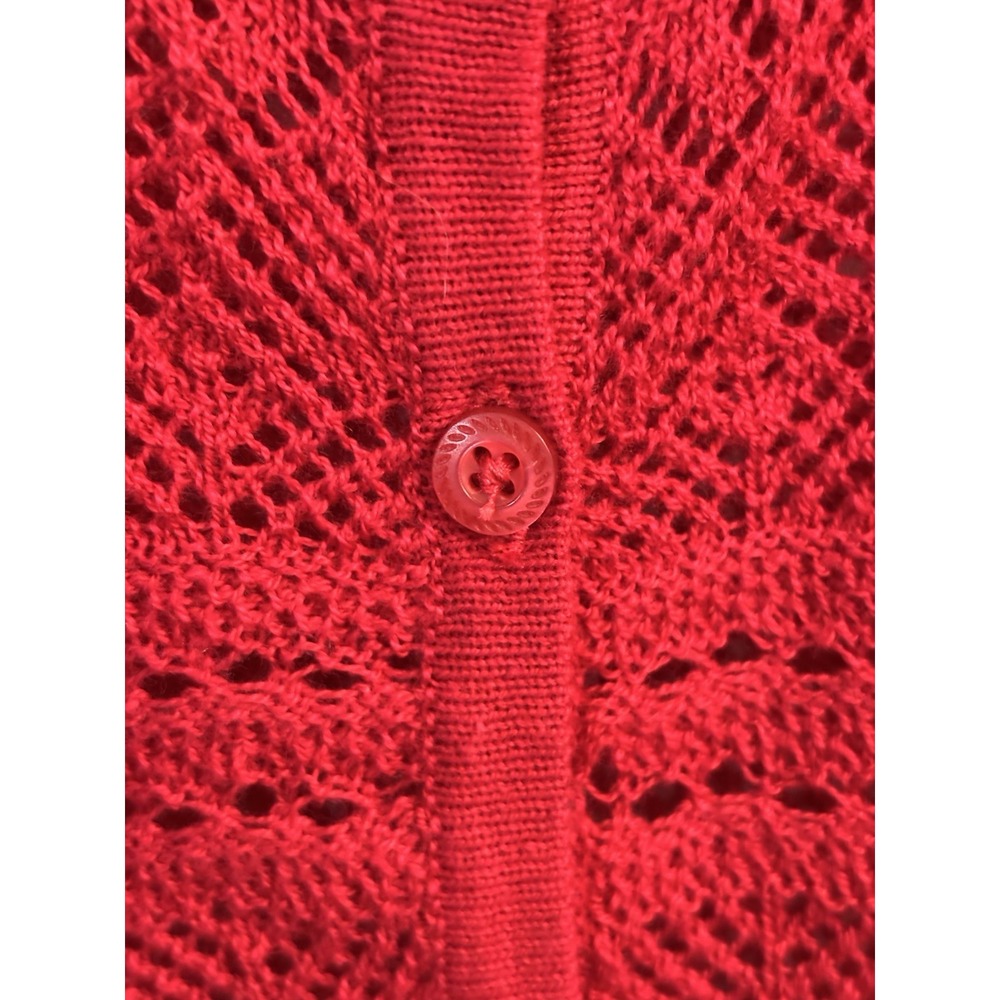 Denim 24/7 Shrug Cardigan Crop 4X Red Crochet Open Knit Y2K Classic NWOT NEW - Picture 3 of 8